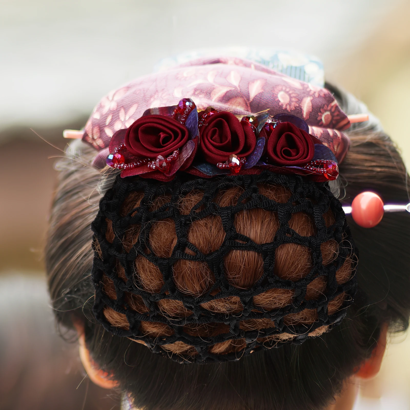 

Flower Hairpin Hair Bun Cover Fabric Soft Hairnet Women Nurse Stewardess Bank Waitress Dance Ballet Hair