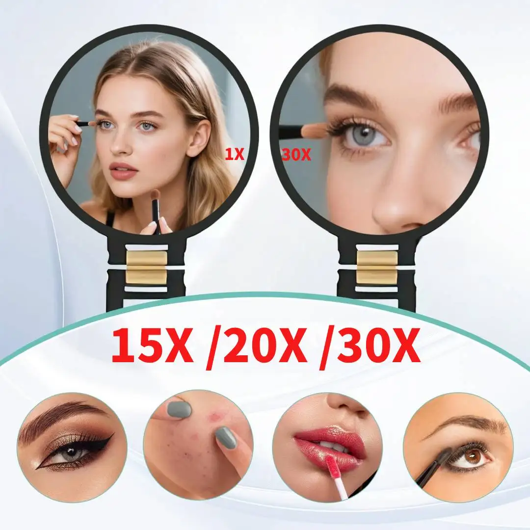 

Ручное увеличительное зеркало с 1-кратным, 15-кратным, 20-кратным и 30-кратным увеличением, двустороннее, складное, с регулируемой подставкой для путешествий и туалетного столика