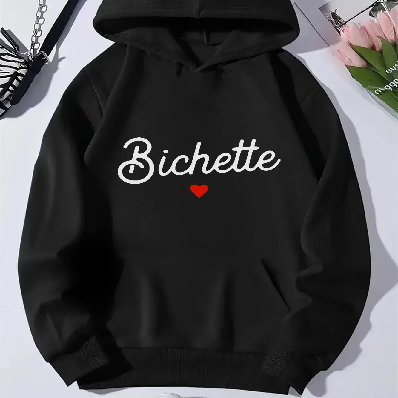 

Fashion Bichette Love Letter Printed Autumn Winter Women's Hoodie Fashion Versatile Women's Harajuku Hoodie