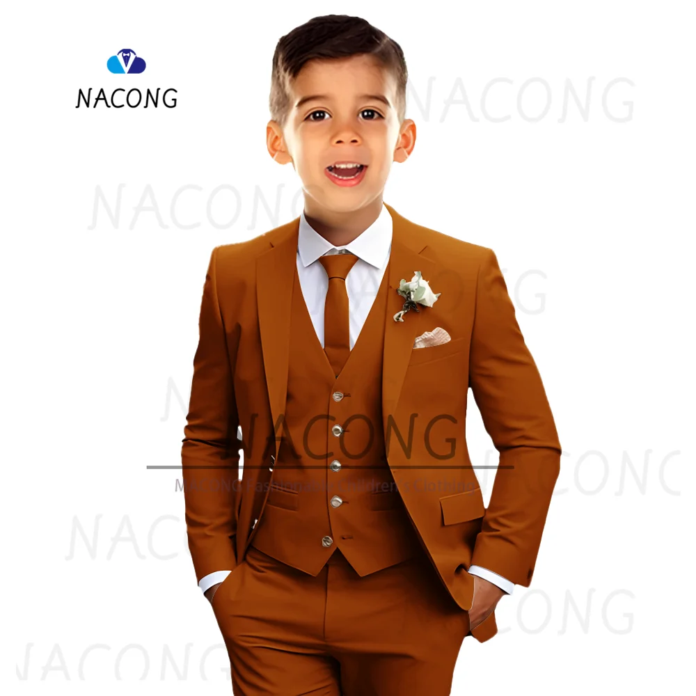 Traje ajustado para niños, esmoquin personalizado, adecuado para vestido de boda y celebración de 2 a 16 años