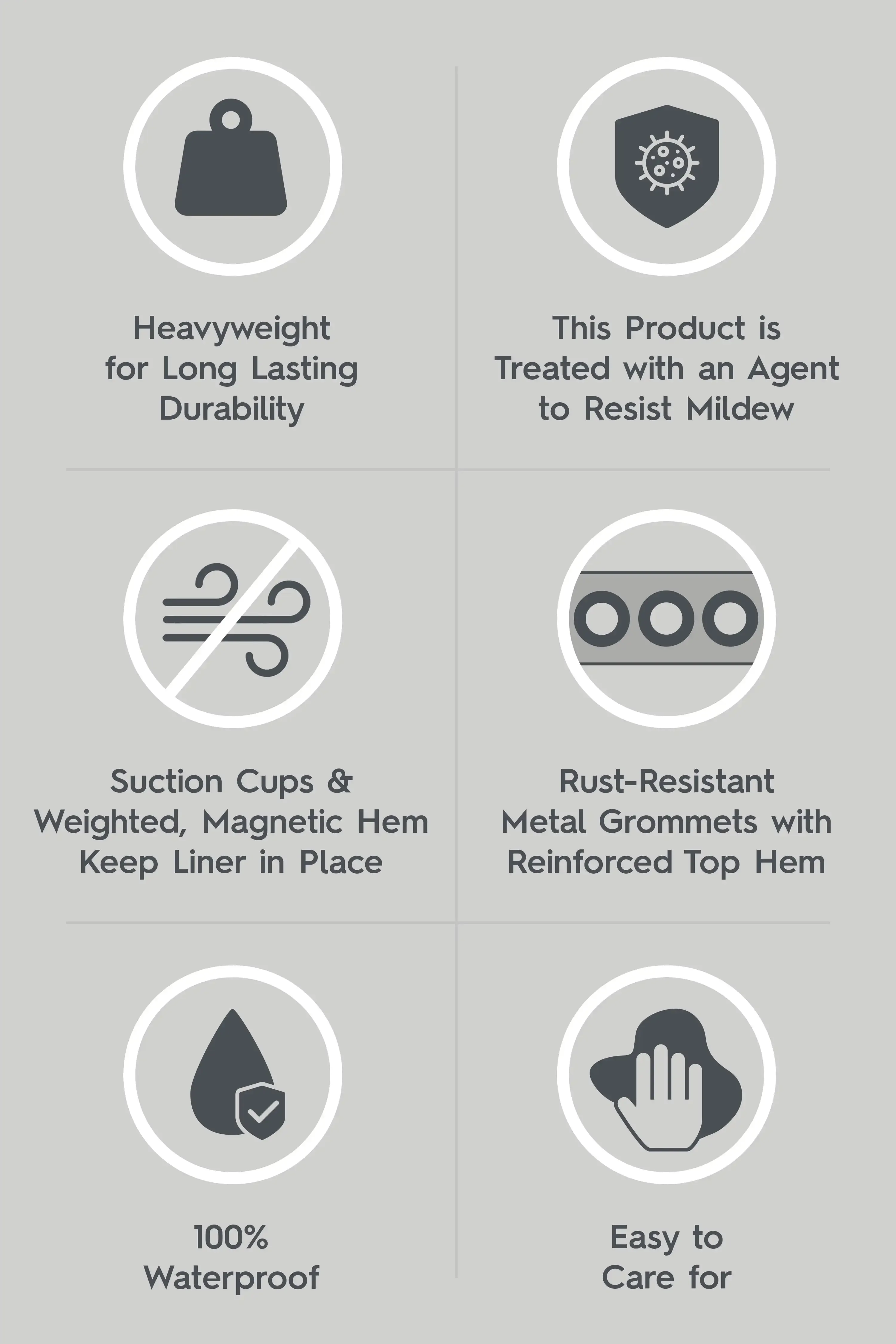 Forro de chuveiro PEVA pesado, 70" L x 72" A, prata macia