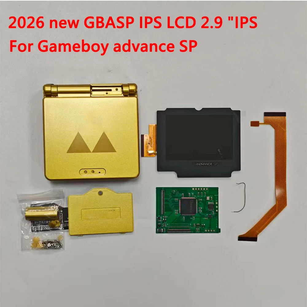 2026 Neues GBASP IPS LCD 2,9" IPS Hochhelligkeits-LCD und Gehäuse-Kit für Gameboy Advance SP