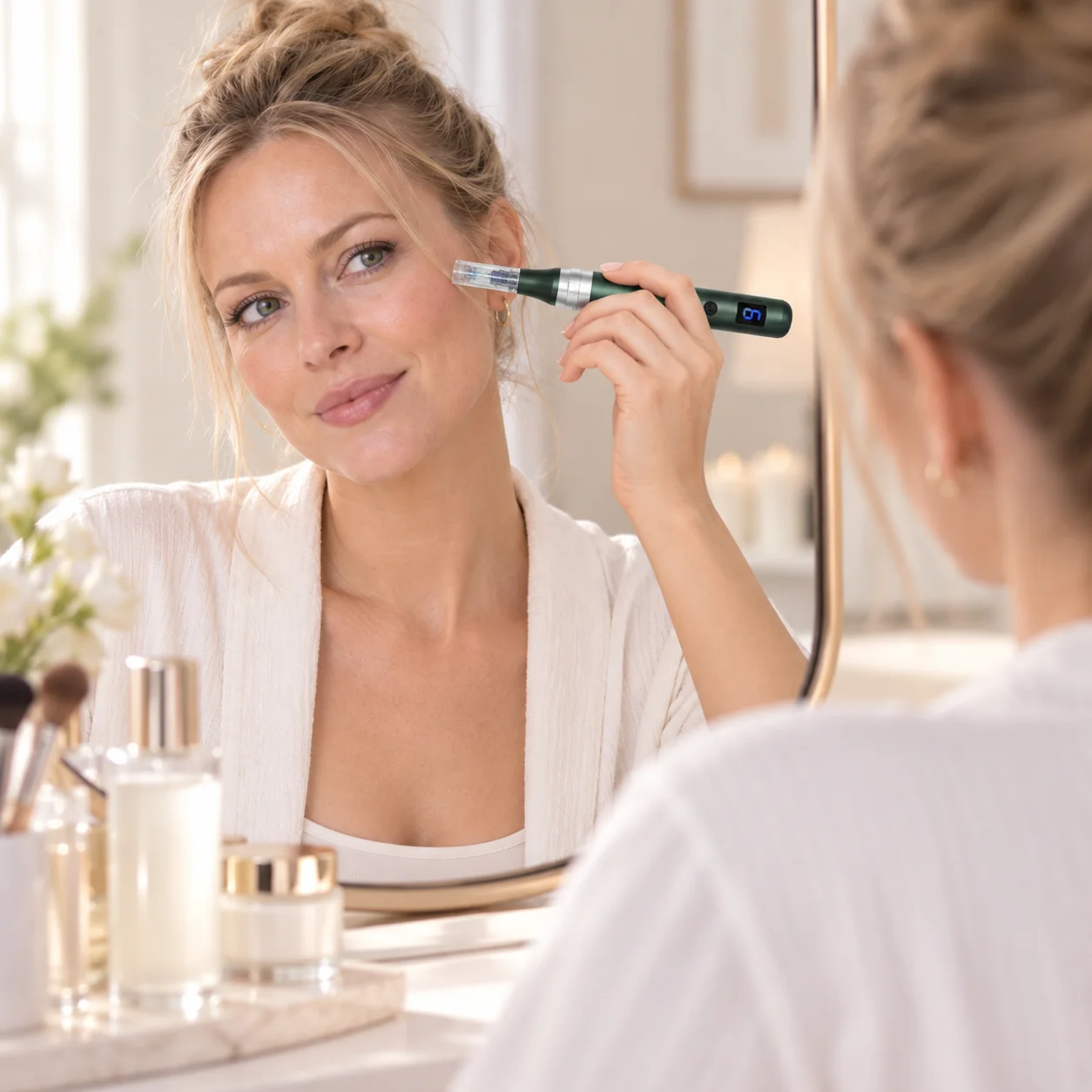 Electric Nano Wafer Beauty Pen with 10 Cartridges, 6 Speed Levels, Type-C Rechargeable Facial Skincare Applicator