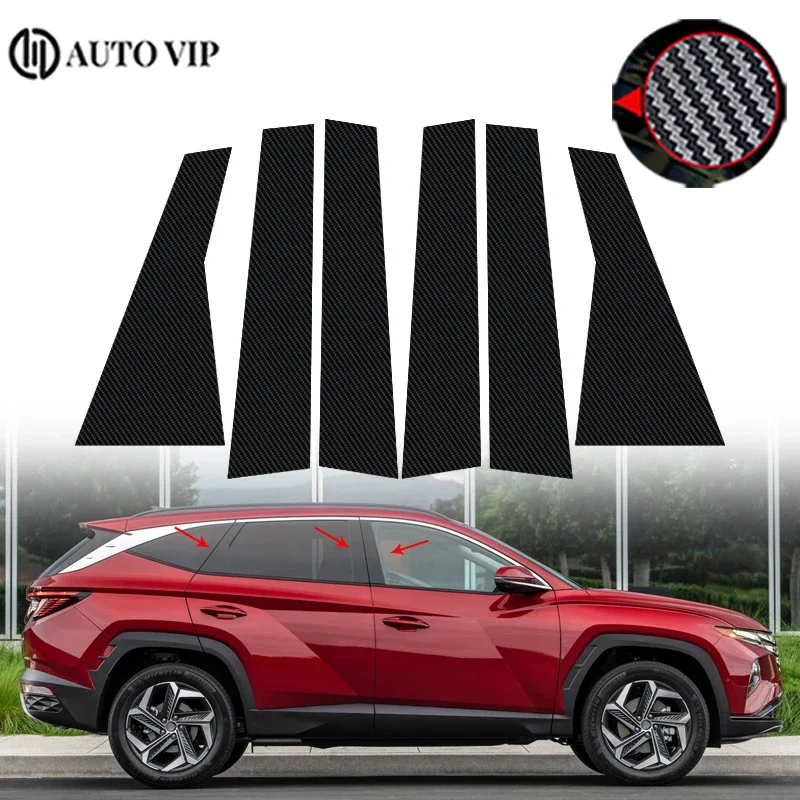 

6Pcs Car Window Pillar Posts Door Trims Sticker Glossy Black Decoration Cover Exterior Parts for Hyundai Tucson NX4 2022-2023