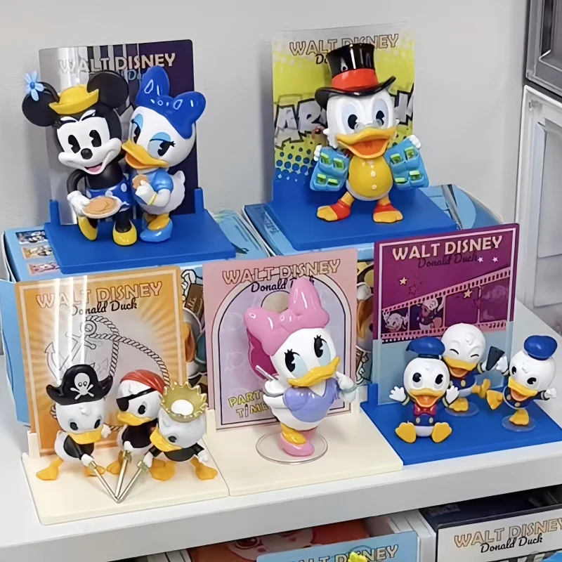 Miniso Cute Donald Duck Figure 90th Anniversary Ver Disney Daisy Minnie Scrooge Mcduck Action Figurine Model Doll Toy Adorn Gift