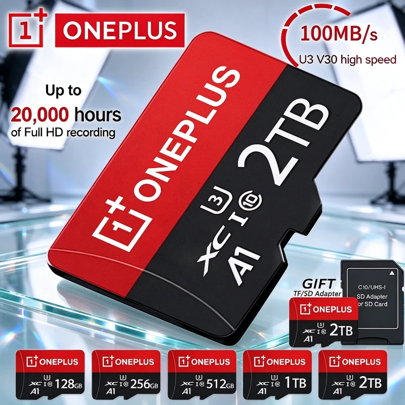 OnePlus 2TB High-Speed V30 A2 4K SD Card 512GB 256GB 128GB Memory Card Micro TF SD Adapter for Smartphone/Tablet/PC Cross-UseNEW
