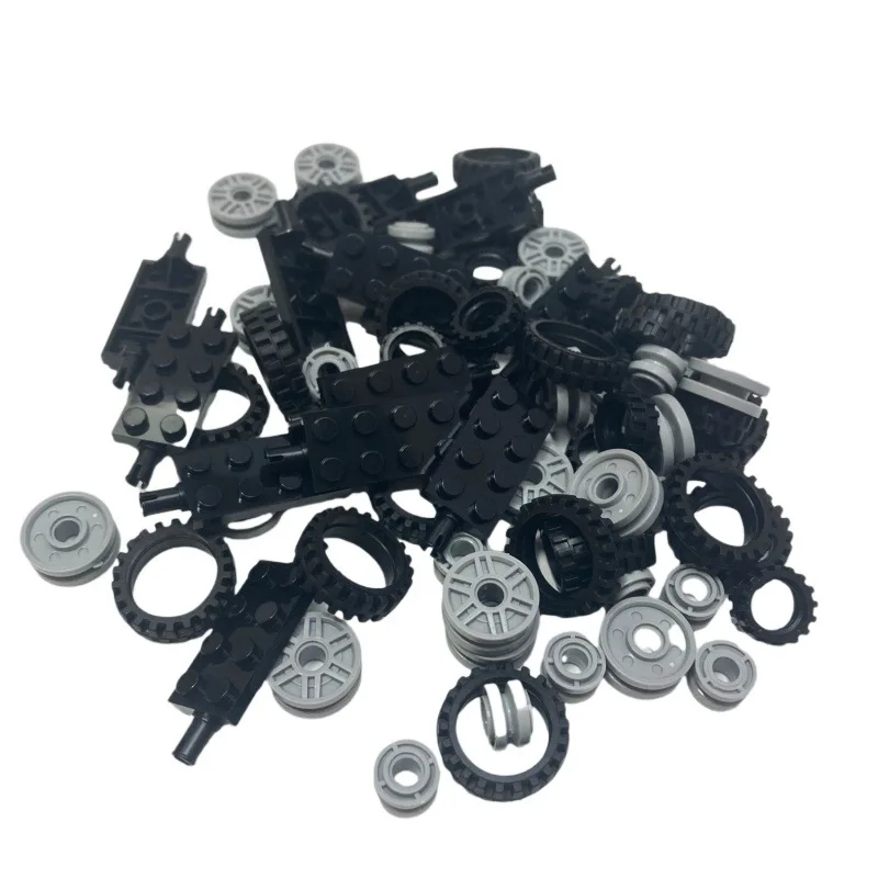 70PCS Building Blocks Wheel Tire MOC Bricks Car Track Vehicle Parts Accessories 40687 42610 92402 61254 56902 Compatile