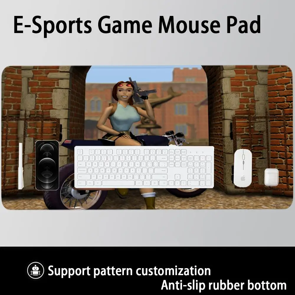 لارا كروفت تومب رايدر ماوس الوسادة 1000x500 XXL كبير ل FPS eSports الألعاب عدم الانزلاق مكتب لوحة المفاتيح الحصير حصيرة مكتبية