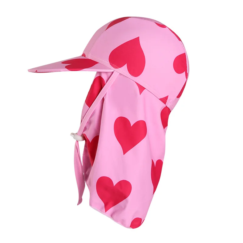Cappello da nuoto per protezione solare per bambini Cappello da sole UV a tesa larga con copertura per il collo Antivento e sabbia per il nuoto in spiaggia UPF 50+ Gioco all'aperto