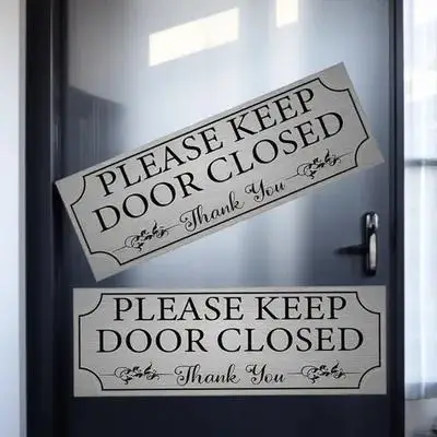 

2Pcs Adhesive Door Sign Decal Keep Closed Sticker for Bathroom Restroom Office Conference Room Decorative Notice Closure Warning