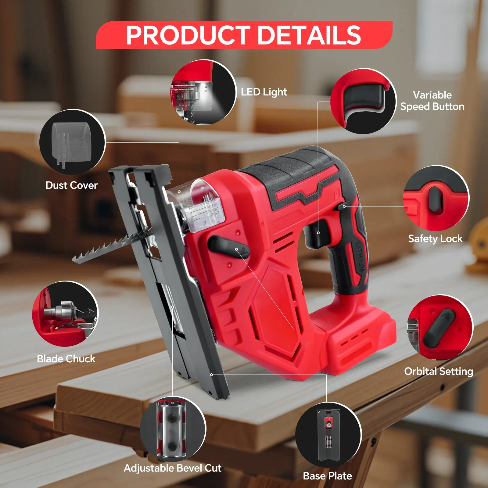 Cordless Jig Saw Adjustable Multifunction Brushless Electric Curved Saw Carpenter Power Tools Suitable For Milwaukee 18V Battery