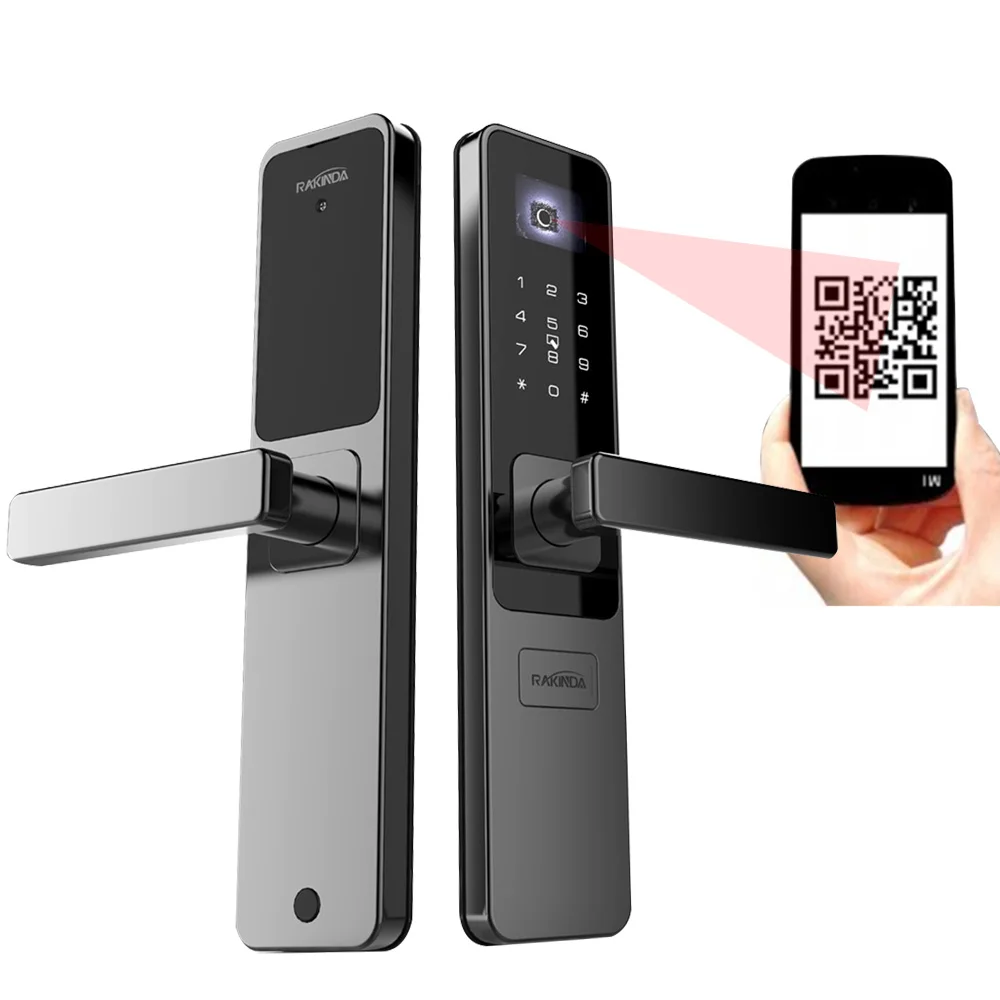 Hotel and School Door Lock System Wooden Keyless Digital Wifi Electronic QR Code Smart Door Lock