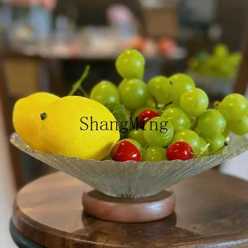 

CL light luxury fruit plate ornament modern home living room tea table snacks glass tray crystal glass fruit basket