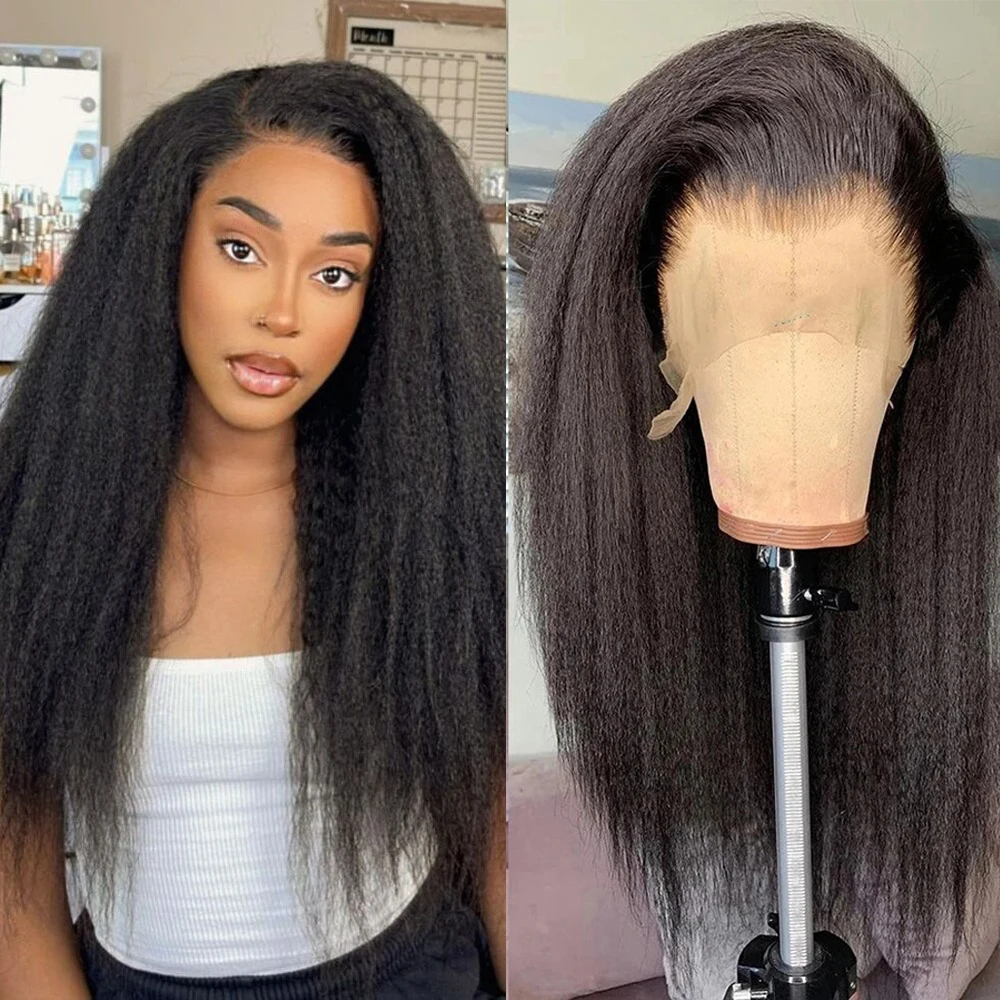 

Kinky Straight Human Hair wigs 13x4 Hd Lace Front Wigs 4x4 Lace Closure Wigs Pre Plucked For Women Transparent Lace Frontal Wig