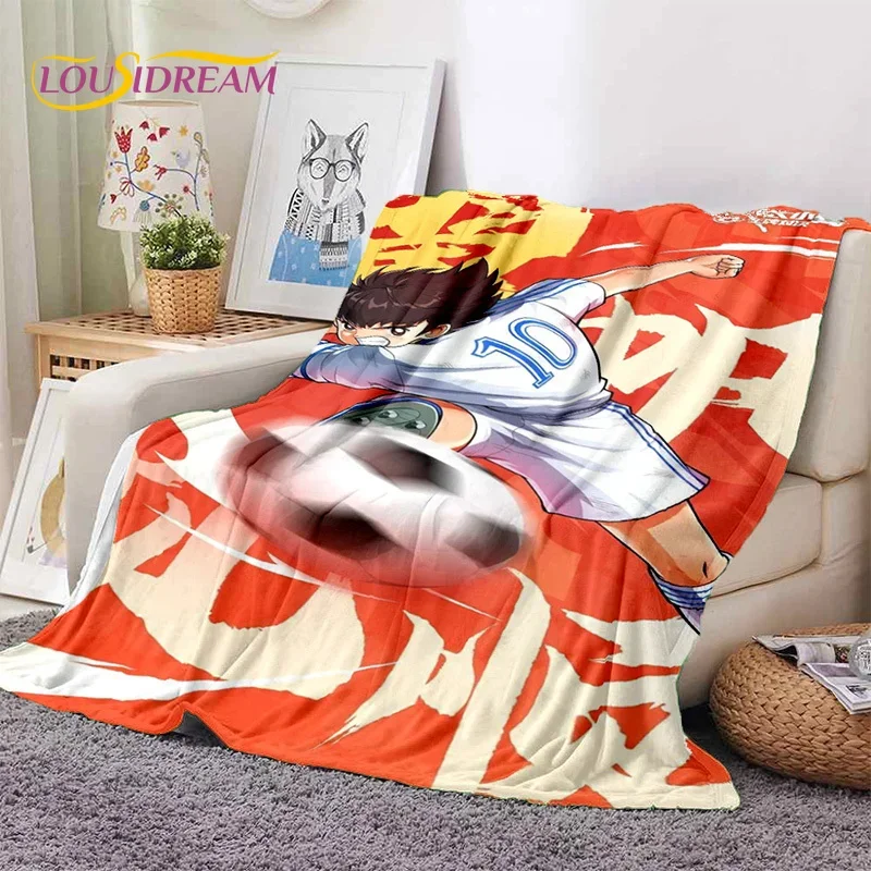 Cartoon Captain Tsubasa Football Soft Flannel Blankets,Throw Blanket Comfortable Blanket for Picnic Beds Sofa Home Bedroom Gifts