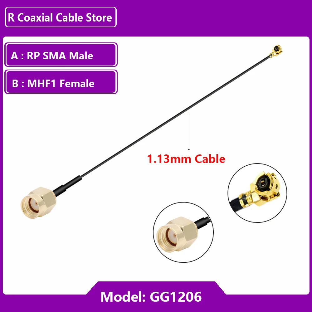1PC  MHF1/4 Cable (MHF4)Female to RP-SMA / SMA Male WIFI Antenna Pigtail Jumper RG1.13/0.81MM Extension RF Cable