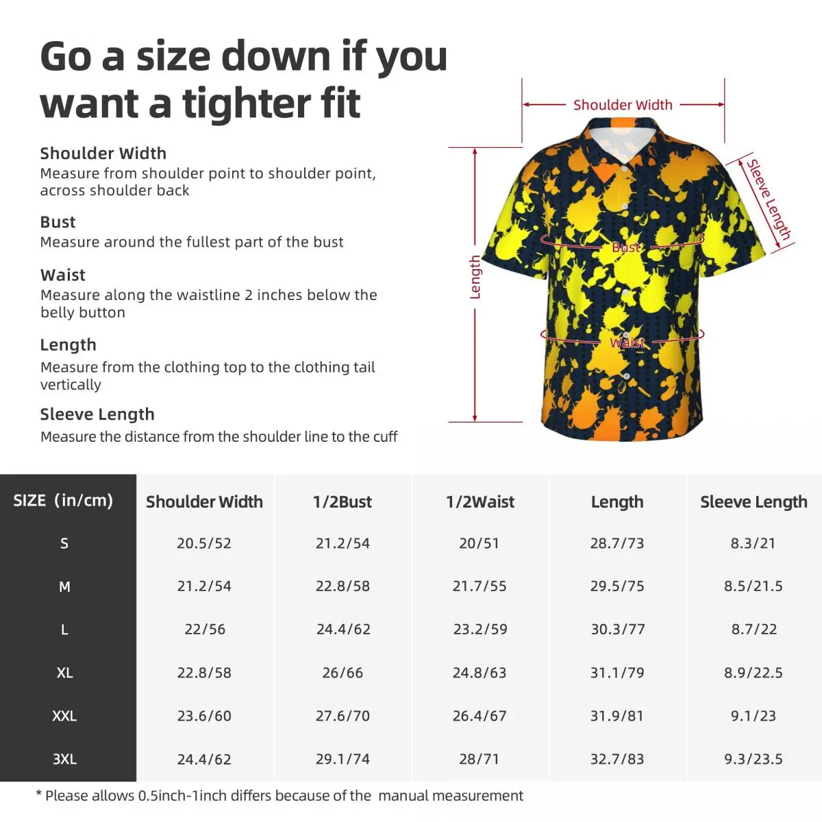 Brush Print Summer Shirt Men Beach Gradient Splash Casual Shirts Short Sleeves Y2K Street Custom Vintage Oversize Blouses