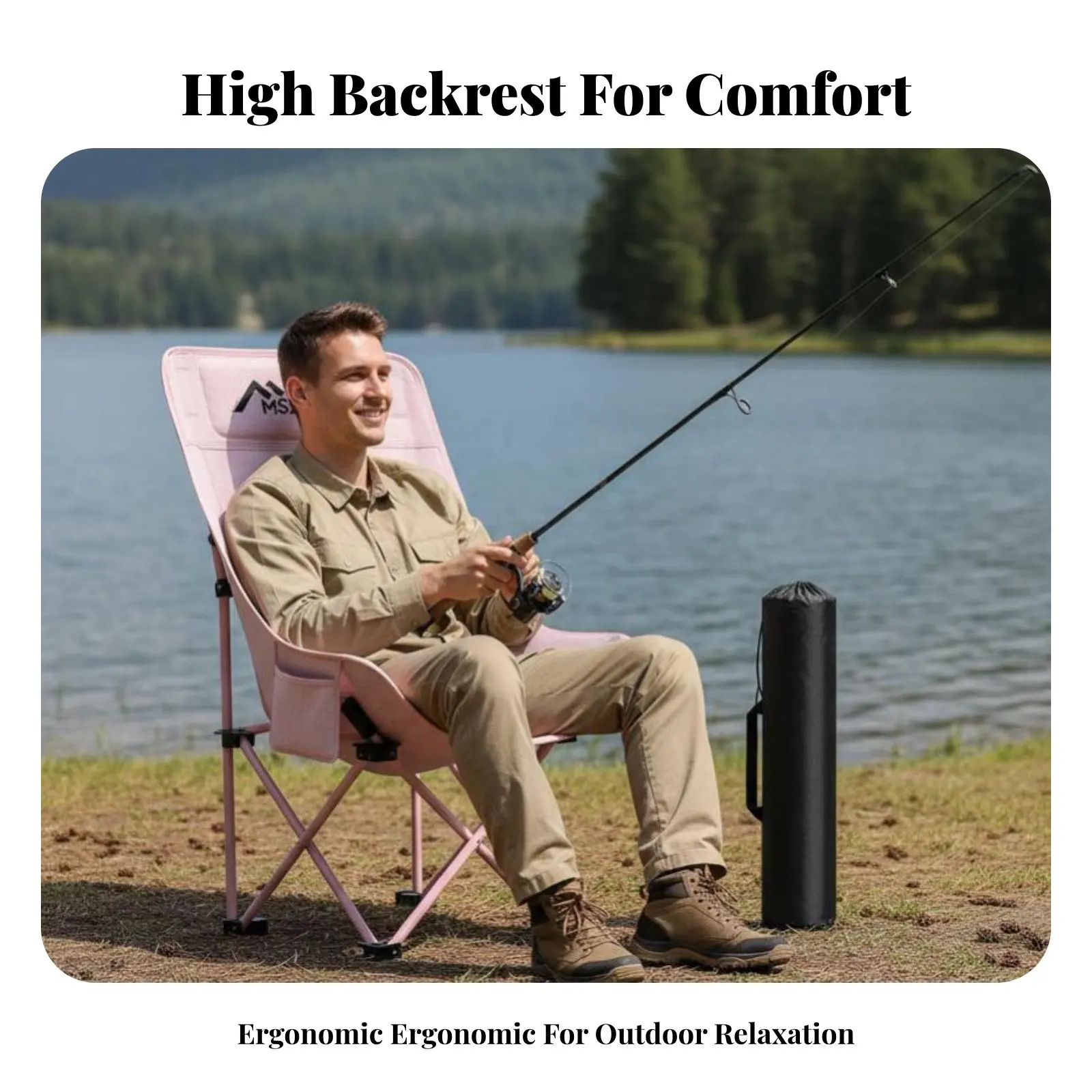

Foldable Mesh High Back Chair Anti-Fatigue Breathable Recliner for Home Office Bedroom Outdoor Camping Fishing Seat