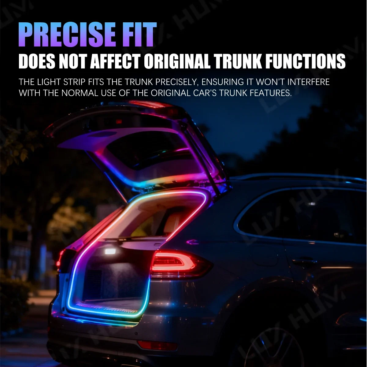 SUV Dynamische Mobile Kofferraum-Lichtleiste 400cm Flexible RGB Neon-Atmosphärenbeleuchtung 12V APP-gesteuertes Umgebungslicht – Detail 7