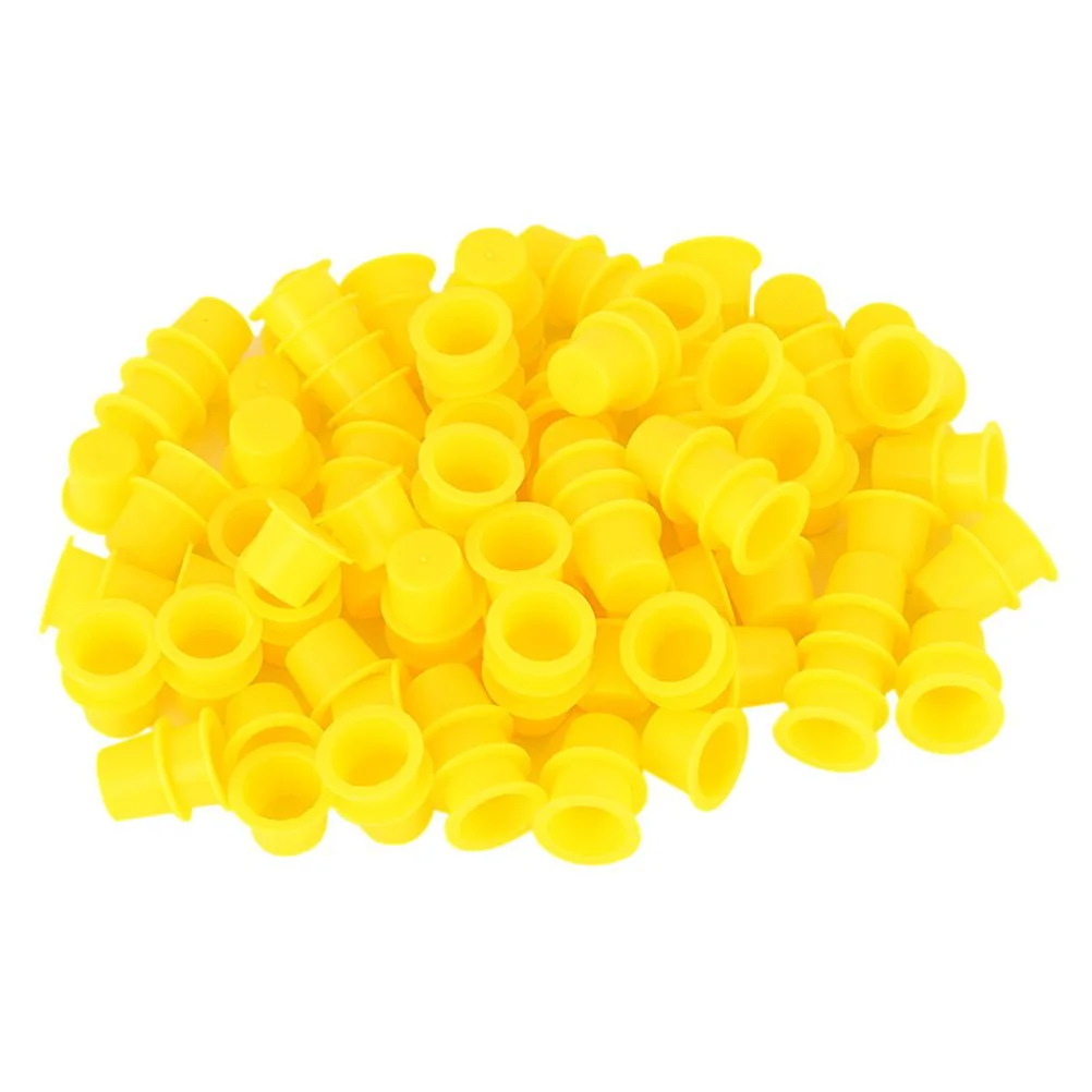 

100pcs Tattoo Ink Caps Clear Disposable Pigment Supplies Containers for Make Up Eyelash Glue Storage Cups Kits