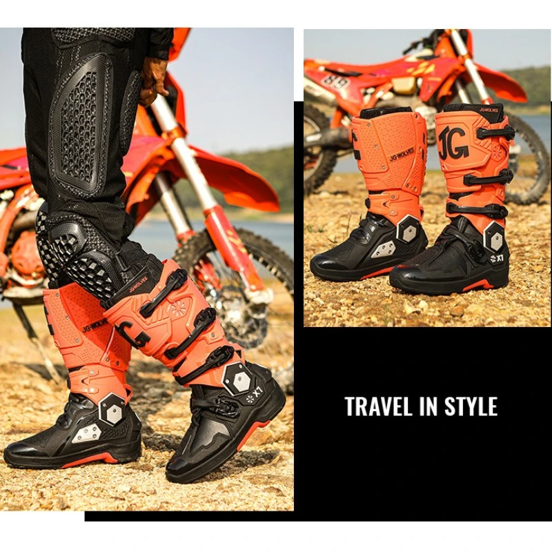 Off road motorcycle riding shoes rally boots activity dual axis men's anti fall ultra fiber wear-resistant off-road boots