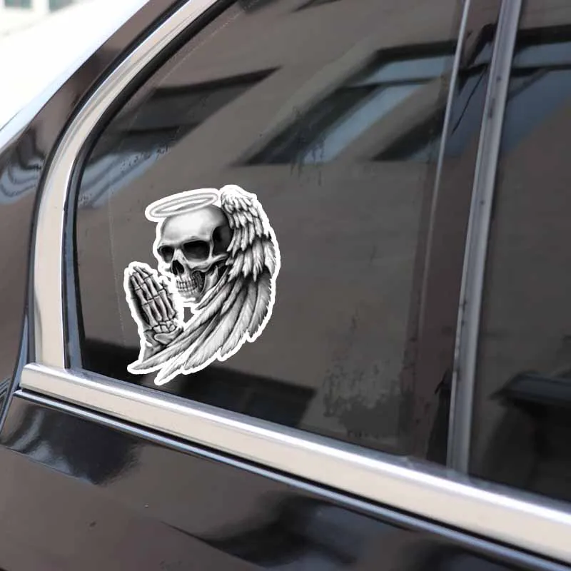 J74# Car Sticker Personality Angel Of Death Skull  Waterproof Vinyl Decal Car Accessories Decor