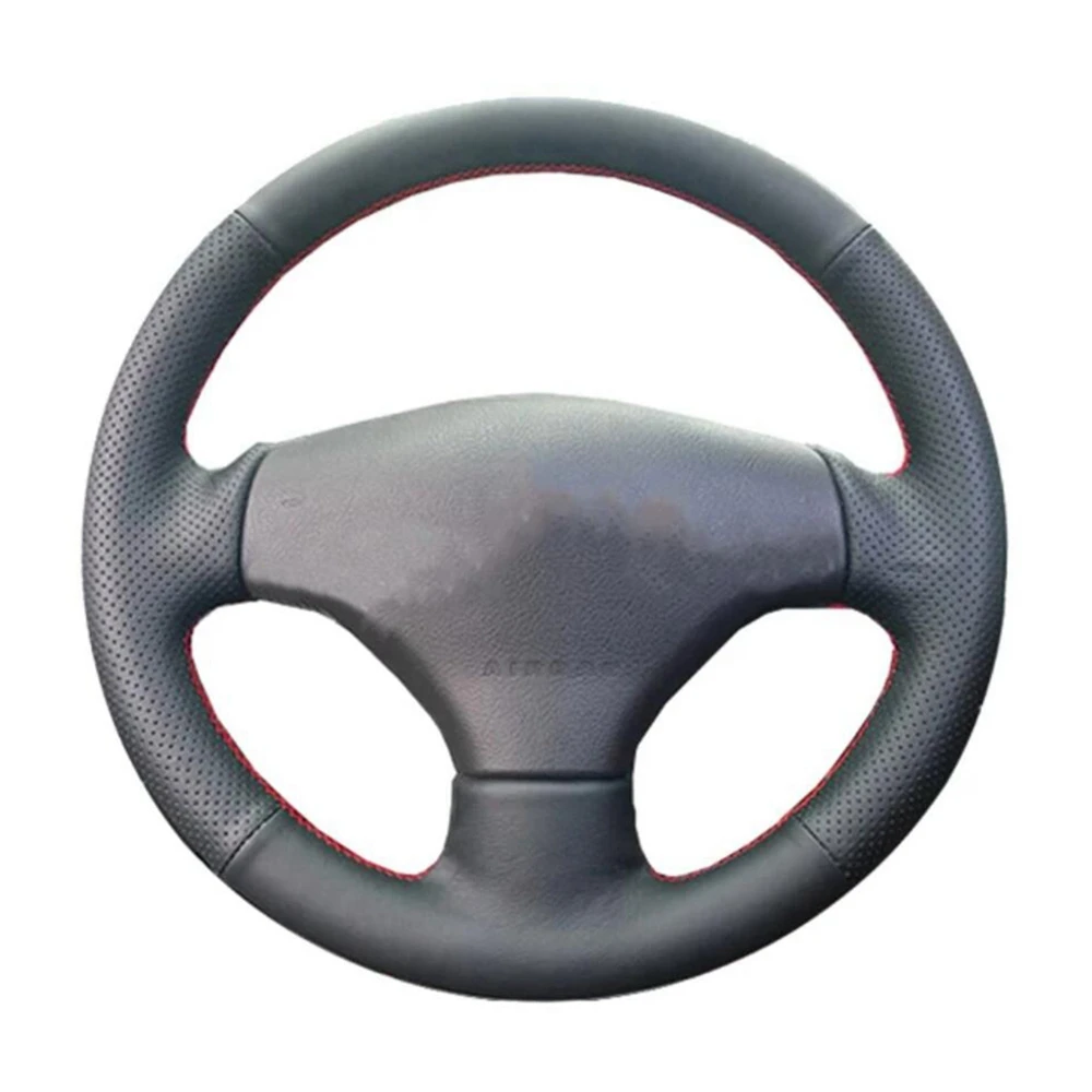 DIY Customized Hand-stitched Black Artificial Leather Car Steering Wheel Covers For Peugeot 206 1998-2005 206 SW 2003-2005 206