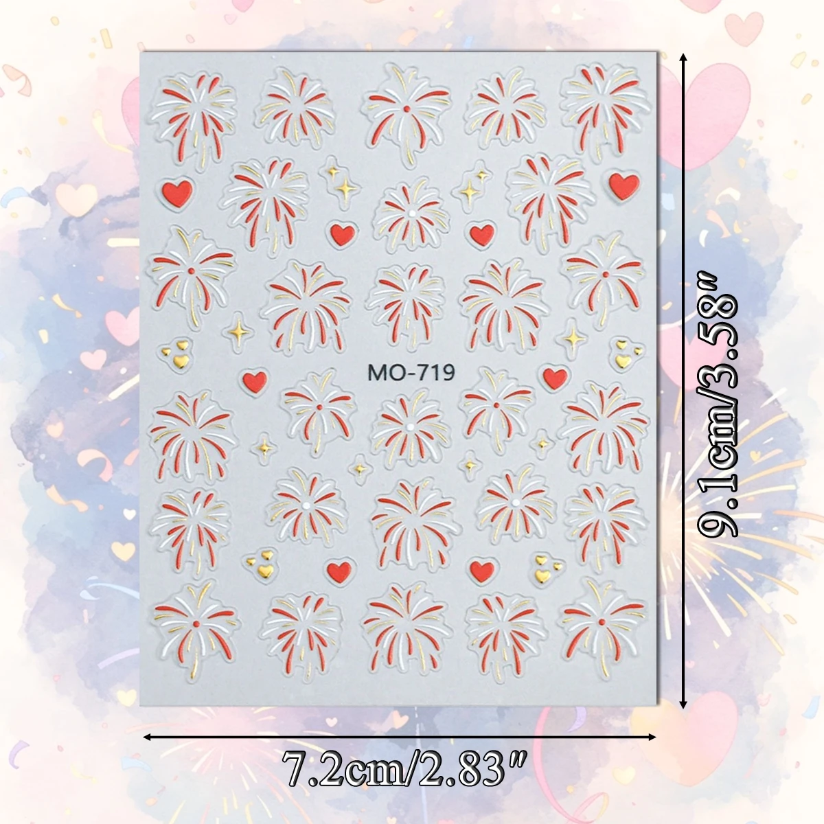 3/6 hojas de pegatinas 5D para decoración de uñas de fuegos artificiales, calcomanías autoadhesivas con patrón de explosión iridiscente para decoración de manicura DIY