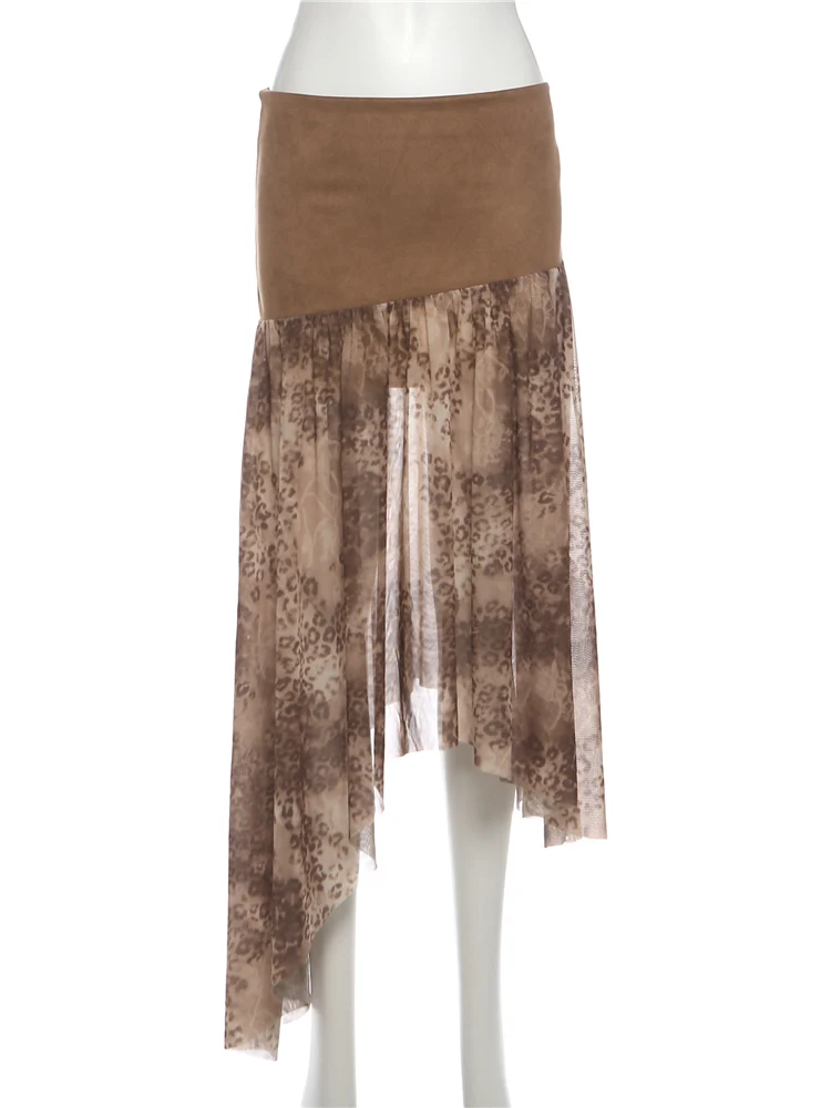 Cutenew ليوبارد طباعة هوتي تنورة المرأة Coquette البرية غير النظامية هيم شبكة المرقعة تمتد منتصف الليل نادي الحفلات الشارع الشهير #6