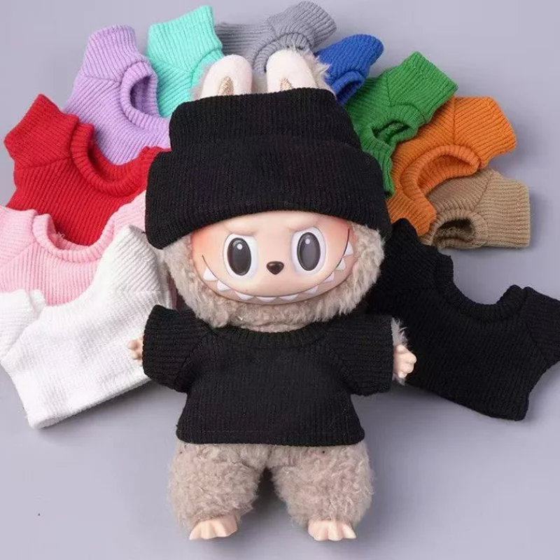 For Labubu 4.0 Pin for Love Clothes Miniature Knit Flap Hat 
