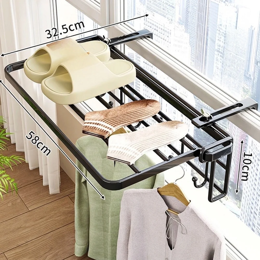 Space Saving Wall Mounted Radiator Rack for Drying Clothes and Storing Items Foldable Iron Construction for Small Homes