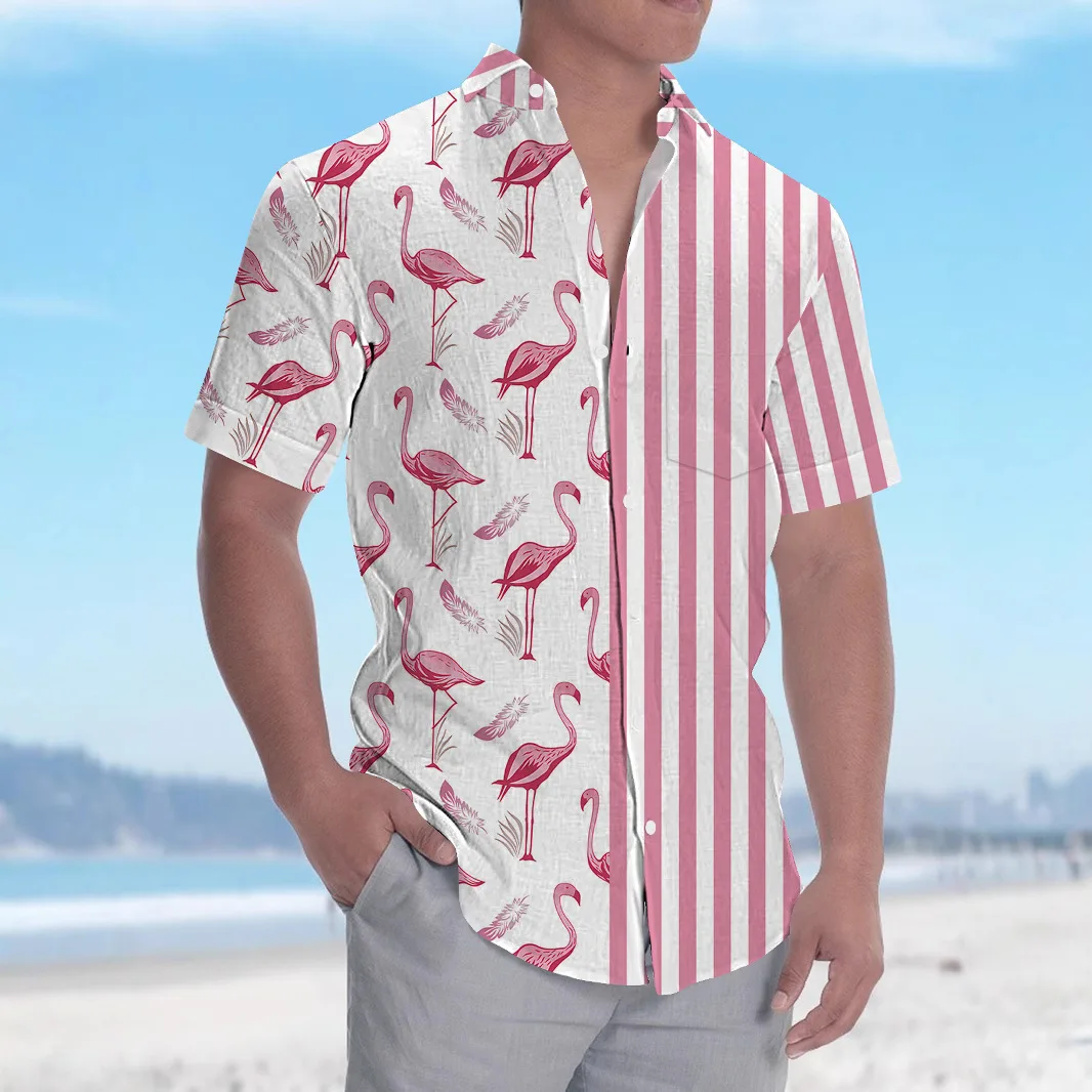 New Hawaii 3D Printed Short Sleeved Shirt, Loose Summer Men's Shirt