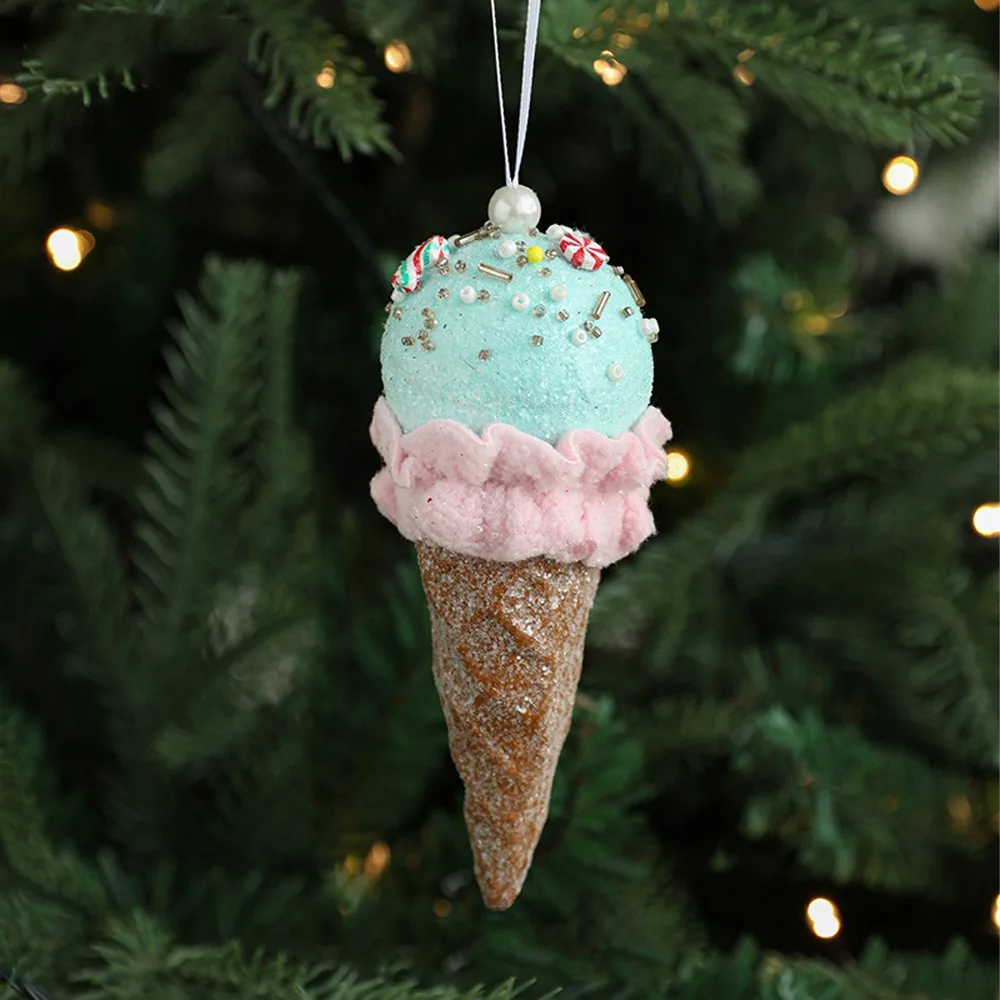 

Cute Christmas Ice Cream Pendant Pink Foam Snowman Pony Ornaments Elegant DIY Christmas Tree Hanging Decoration