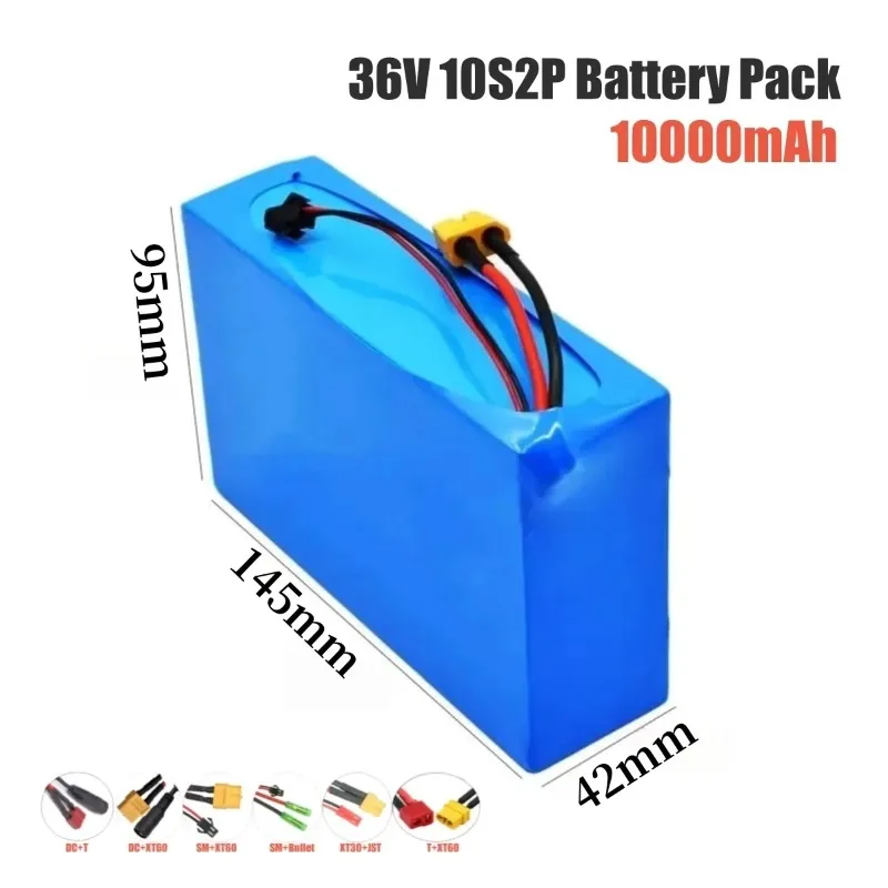 

36V 10S2P lithium battery, 10000mAh with BMS, suitable for 42V electric scooter skateboard with built-in 18650 battery pack.