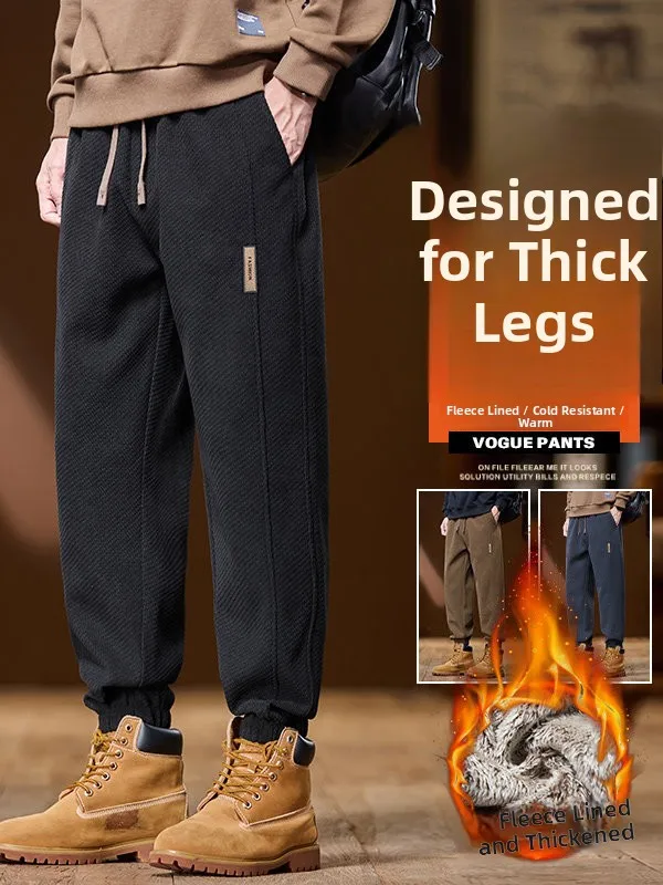 

Мужские шерстяные брюки премиум-класса с меховой подкладкой, повседневные, осенне-зимние, теплые, с манжетами, длинные, модные, стильные, трендовые