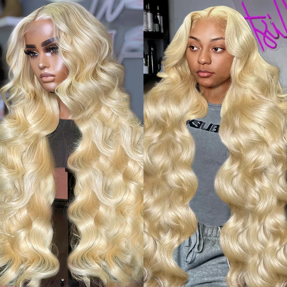 30 40 Inches Body Wave 613 Honey Blonde 13x4 Water Wave Lace Frontal Wig 220 Density HD Transparent Lace Front Human Hair Wigs