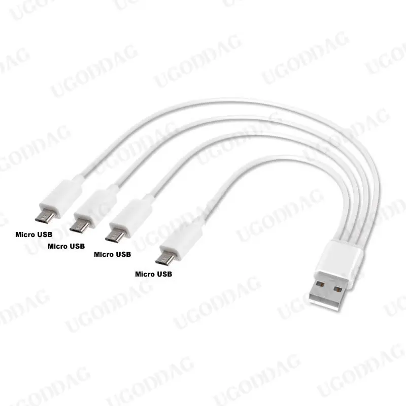 Câble séparateur USB 2.0 vers micro USB, 5V/pipeline, 4 ports, charge rapide, pour téléphone Android, batterie externe AA AAA