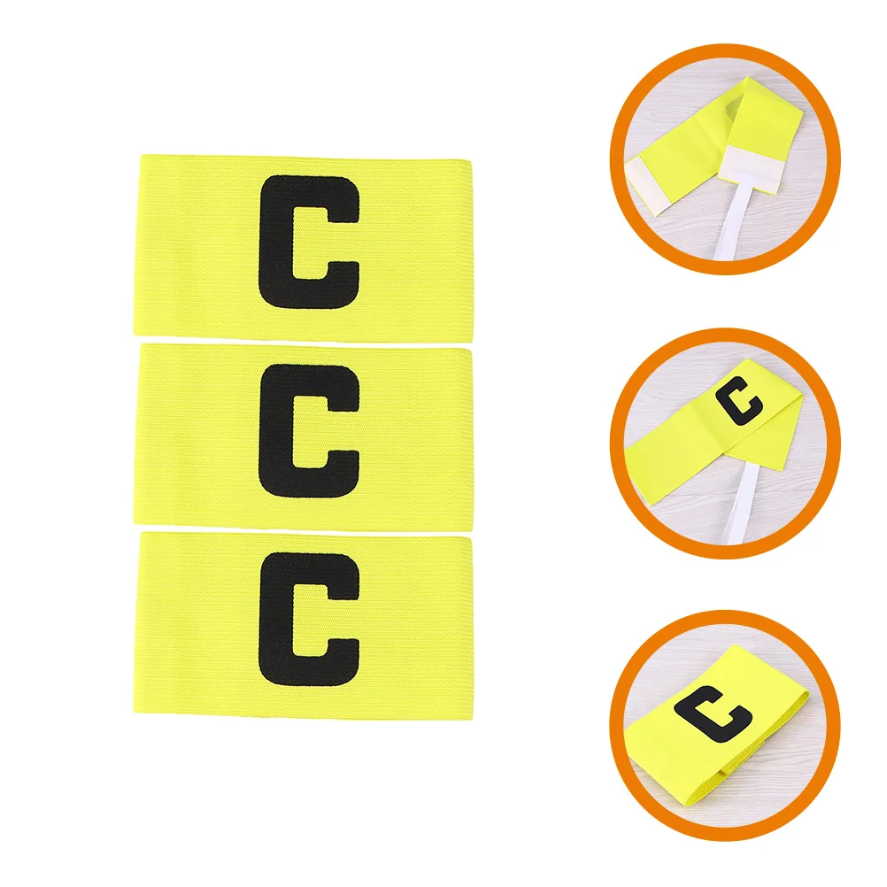 3 Pcs Football Training Supplies Captain C-label Armband Yellow Adjustable Soccer Supply Major Rugby Bands for Nylon Practical