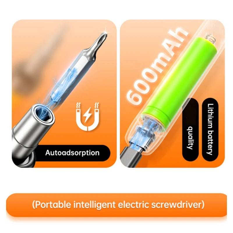 Electric Screwdriver Set Precision Power Tool Kit Rechargeable Wireless Mini For Mobile Cell Computer Repair For PS5 Orange