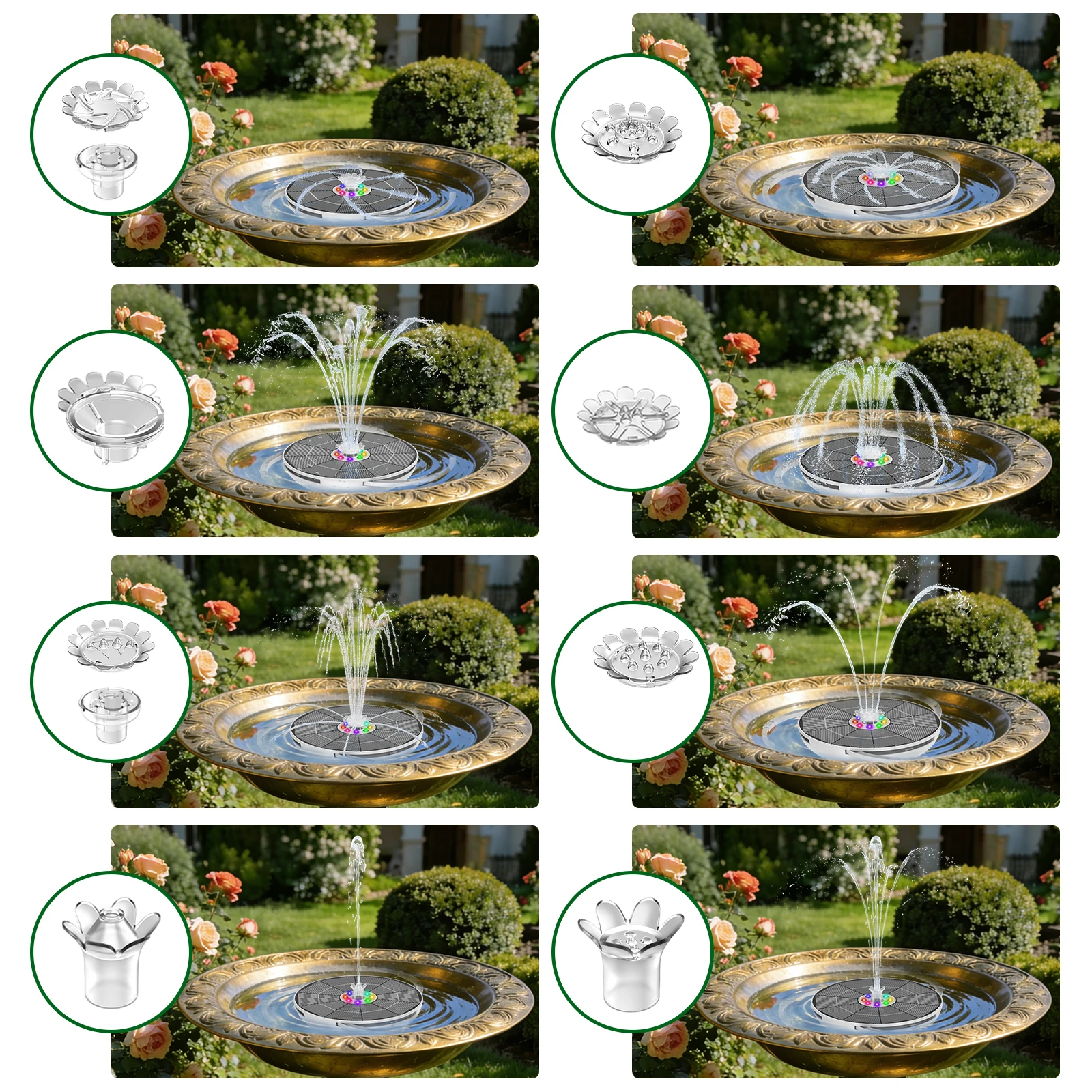 6.5W Solar Fountain Built in 3 - đánh giá và giá Smart Garden Lamp