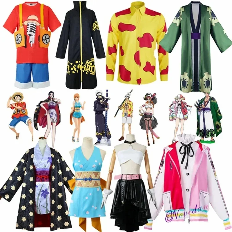 Costume de cosplay d'anime RED FILM pour femmes, Luffy Wano Arc, Nico Zoro, Uta, Nami, Kimono, Yukata, chapeau, tenue d'Halloween