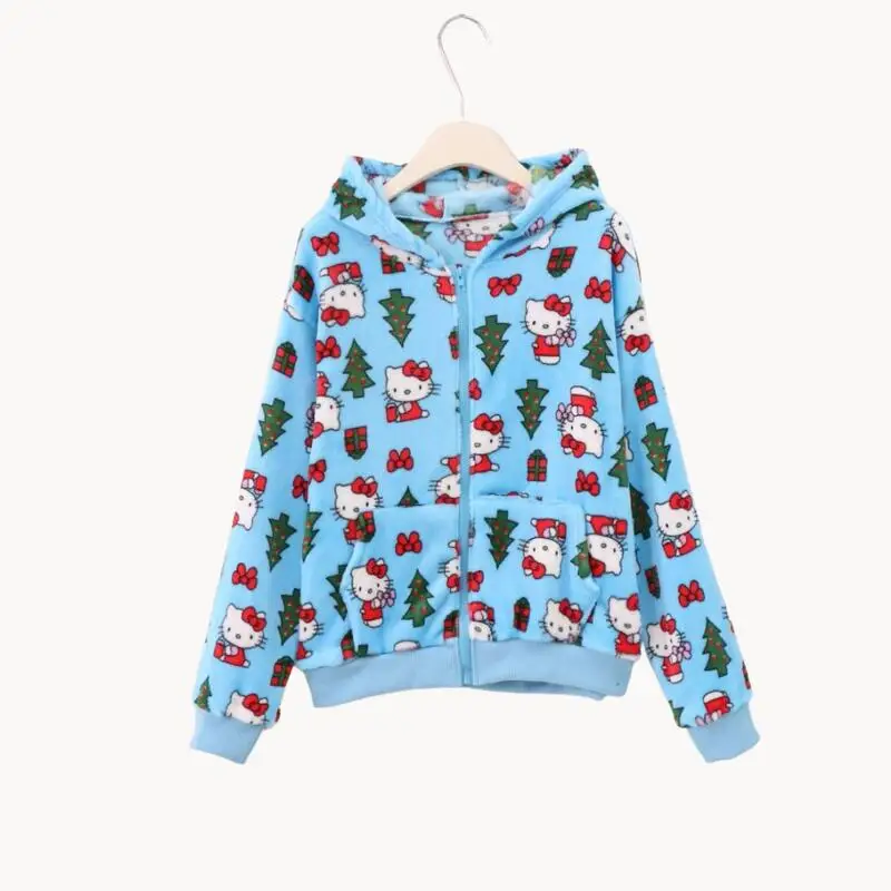 

Hot Christmas Party Anime cute kitten Woman Sweatshirts Sweatpants Suit 2Pcs Fashion Warm Home Wear Cartoon Kawaii Y2K Clothing