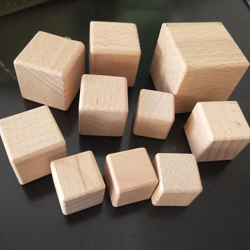 Unfinished Natural Wooden Block, Blank Cube for DIY Project, Craft Making, Painting, Baby Showers, rounded corners, 5Pcs