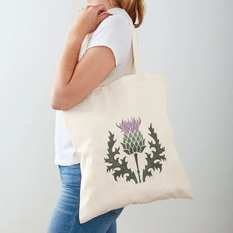 Scottish Thistle Flower of Scotland on Pale Blue Tote Bag custom canvas bag Cloth bags Women's shopper