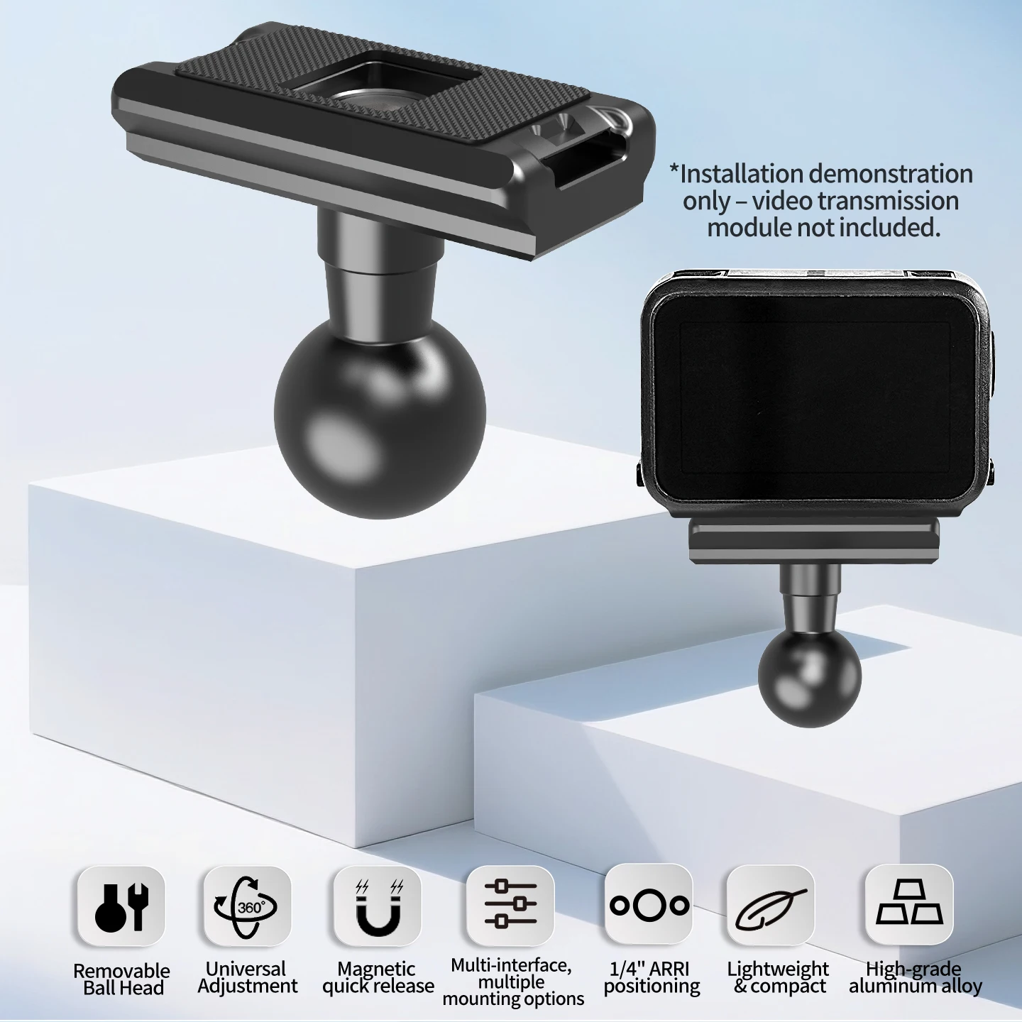 17mm Kugelkopf Magnetische Schnellwechselbasis für DJI Osmo Nano Multifunktionales Übertragungsmodul & Aufhellungslicht CNC Aluminium – Detail 2