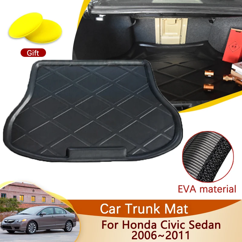 

Car Rear Trunk Mat For Honda Civic 8 Sedan 2006~2011 8th 8gen Accessories Floor Tray Liner Cargo Boot Carpet Auto Mud 2009 2008