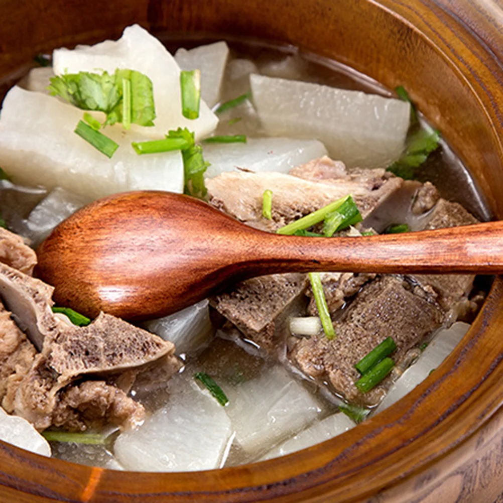 

2Pcs Wooden Spoon Set Natural Wood Mixing Spoon Kitchen Tool Safe Handle for Cooking Stirring Soup Kitchen Tools