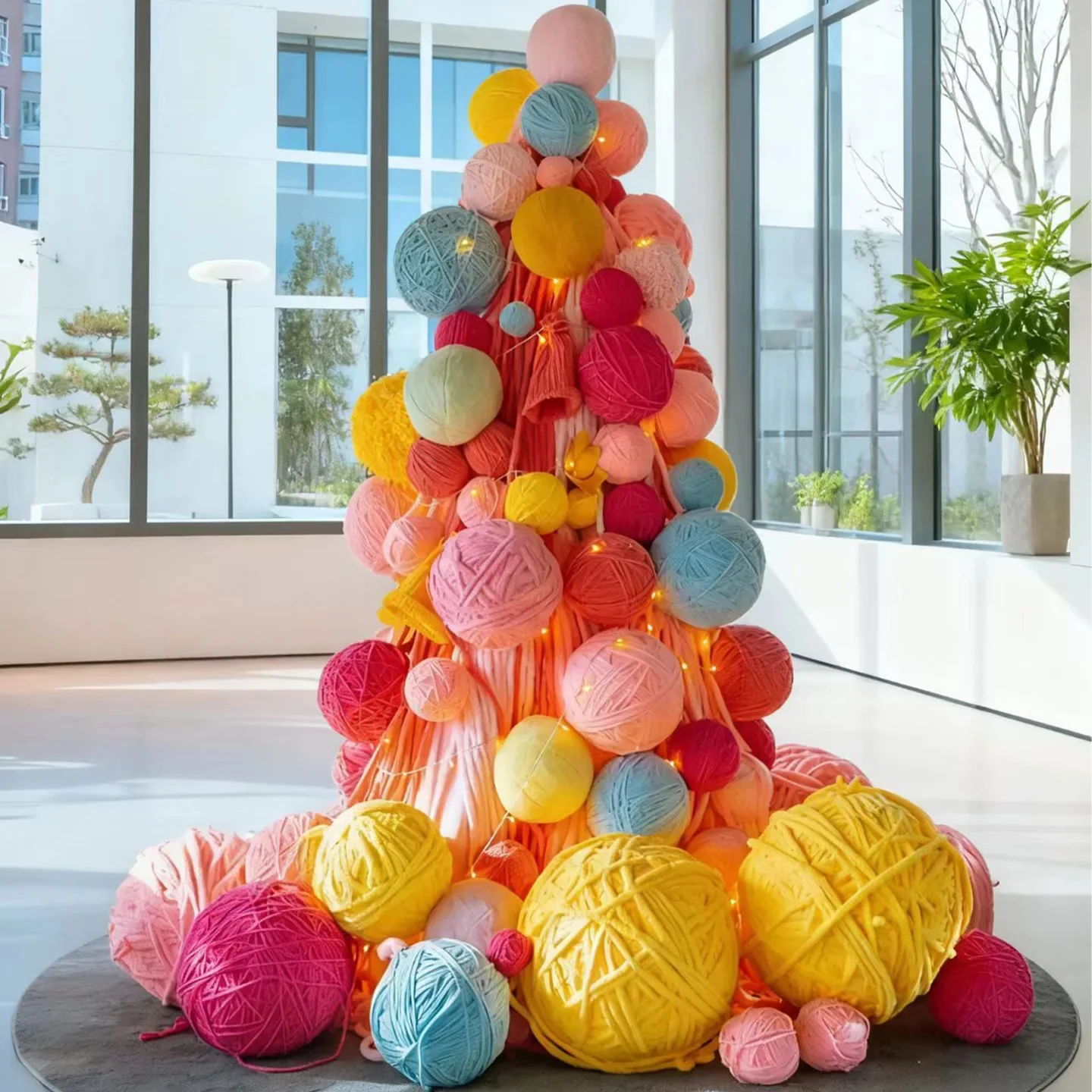 Creative large-scale floor ornament Internet celebrity clock in dopamine wool Christmas tree mall beautiful atmosphere