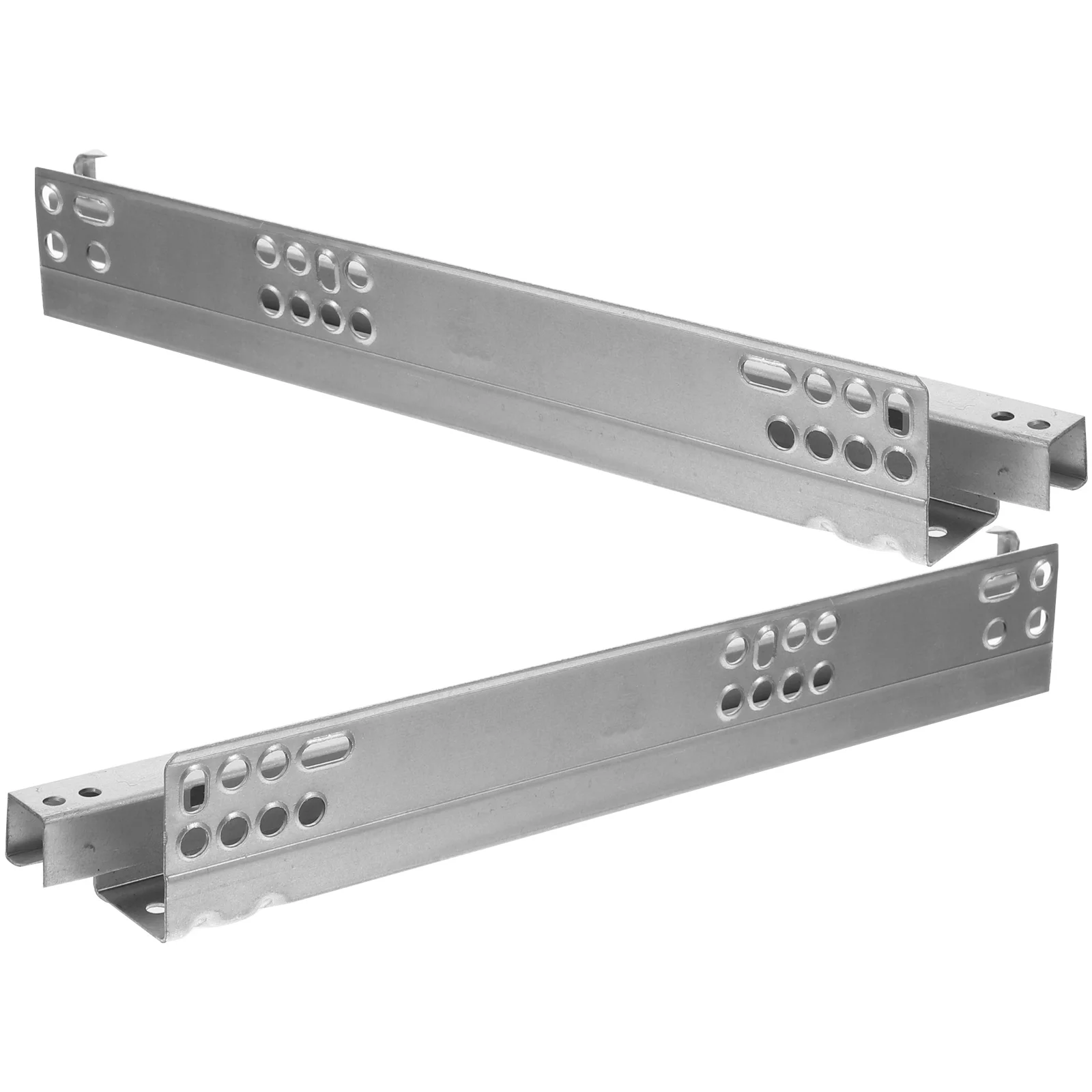 Two Section Slide Rails Hidden Drawer Track Slip Metal Bearing Slides Silver Cold Rolled Steel Buffer