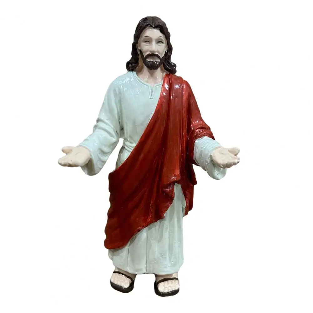 

5 Inch Jesus Figurine with Open Arm Hand Painted Religious Jesus Statue Resin Christian Sculpture for Spiritual Jesus Christ Scu